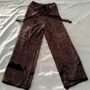 Thai Bohemian Patterned wrap around Wide-Leg Pants